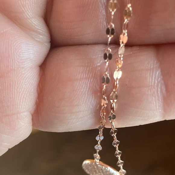 - stunning 925 dainty, bronze coloured mirrored chain & crystal pendant. Nwot - Picture 3 of 6